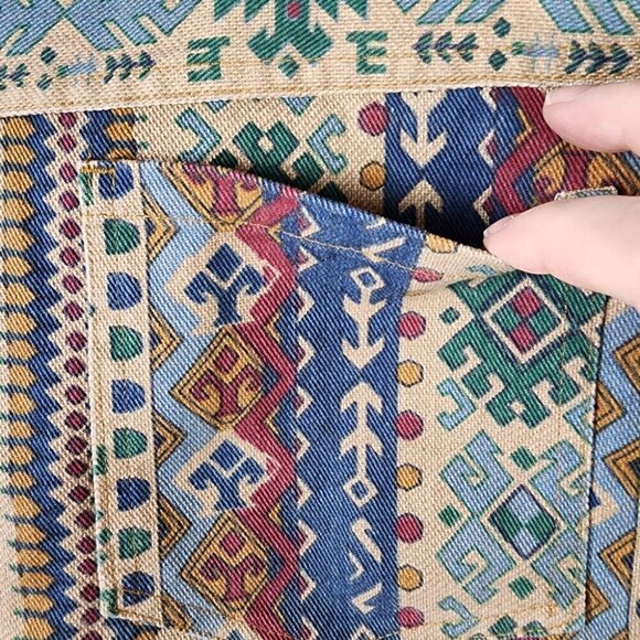 Vintage 80s High Waist Cotton Waliking Shorts Southwestern Pattern Size 12 - Picture 12 of 15